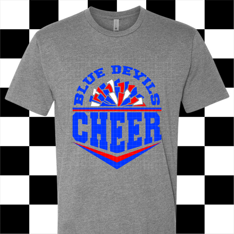 Pre-Order ADULT Blue Devils Cheer - Gray T-shirt