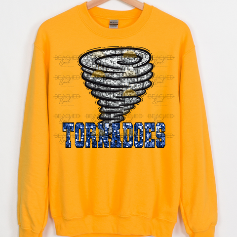 FAUX SEQUIN TORNADOES GOLD SWEATSHIRT - ADULT