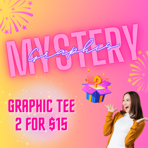 MYSTERY COMPLETED ADULT SHORT SLEEVE GRAPHIC - 2 for $15