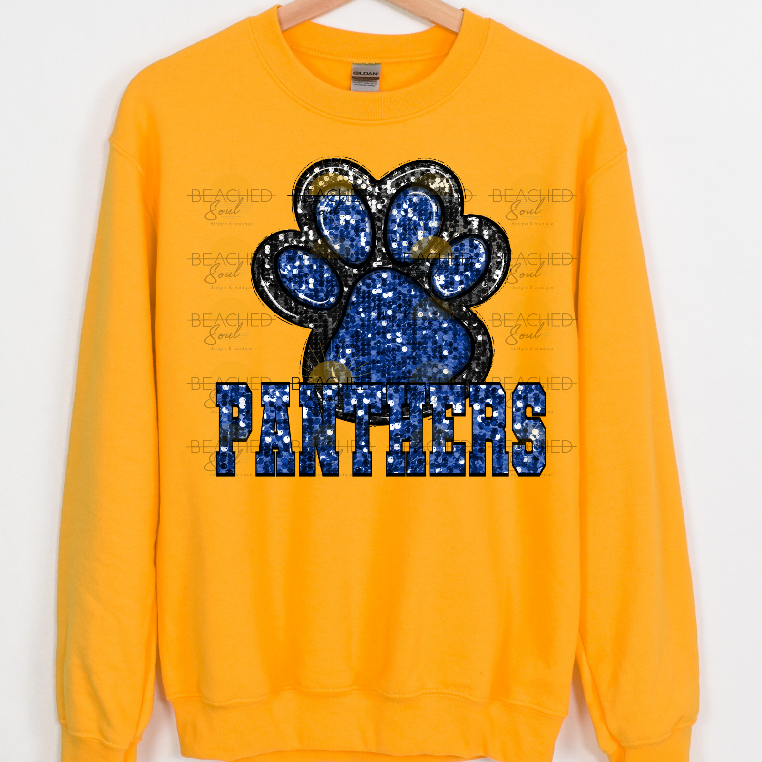 FAUX SEQUIN PANTHERS GOLD SWEATSHIRT - ADULT