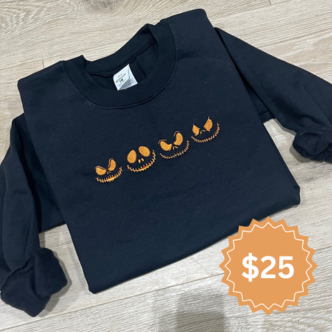 Embroidered Jack-o’-lanterns Crewneck