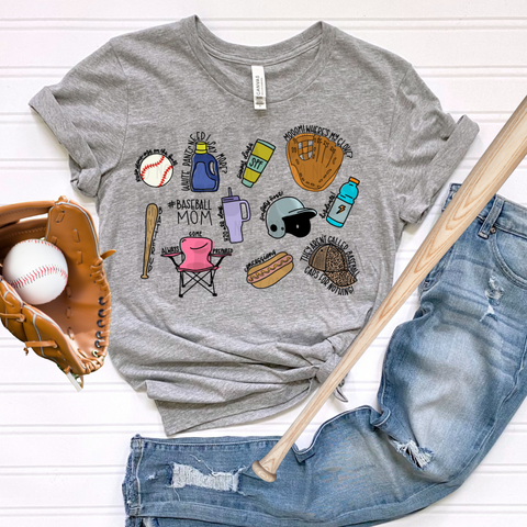 PRE-ORDER - BASEBALL MOM COLLAGE ADULT - YOU CHOOSE COLOR