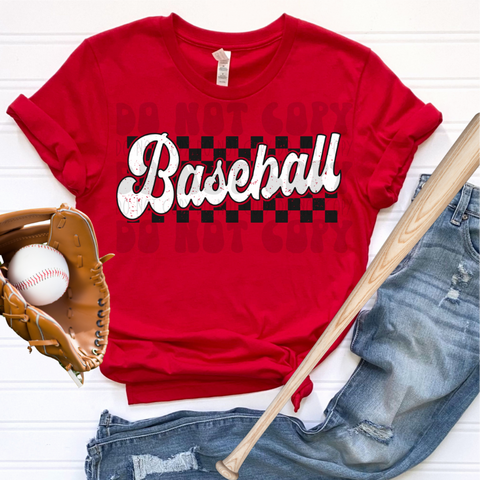 PRE-ORDER - BASEBALL CHECKERED BKGRND ADULT - YOU CHOOSE COLOR