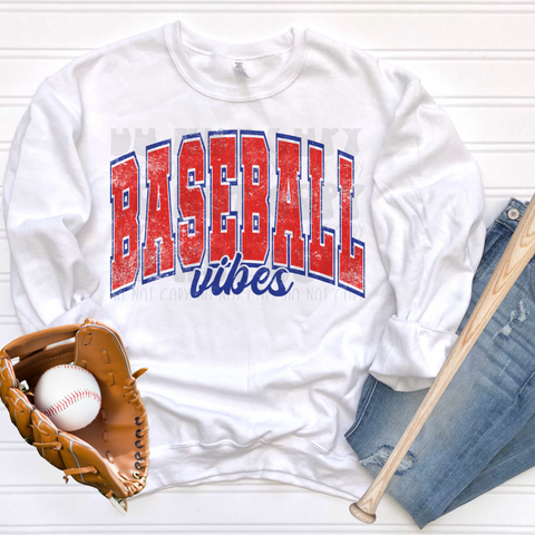 PRE-ORDER - BASEBALL VIBES DISTRESSED ADULT - YOU CHOOSE COLOR