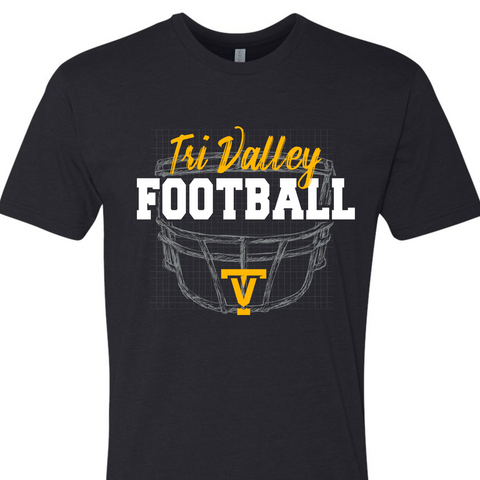 Pre-Order ADULT TV Football Helmet Logo - Black T-shirt