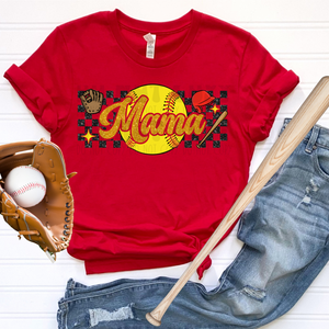 PRE-ORDER - SOFTBALL MAMA CHECKERED BKGRND, ADULT - YOU CHOOSE COLOR