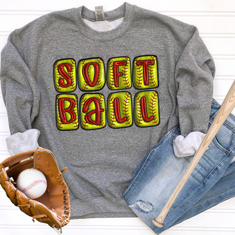 PRE-ORDER - SOFTBALL BUBBLE LETTERS, ADULT - YOU CHOOSE COLOR