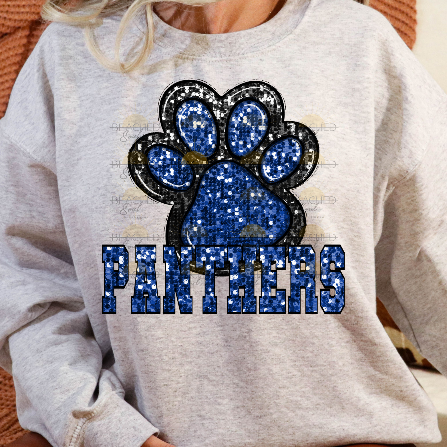 FAUX SEQUIN PANTHERS ASH SWEATSHIRT - ADULT