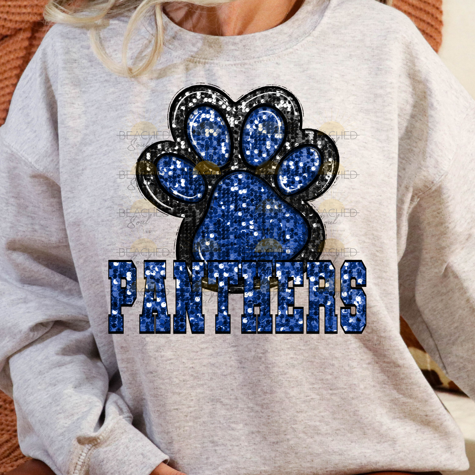 FAUX SEQUIN PANTHERS SPORT GREY SWEATSHIRT - YOUTH