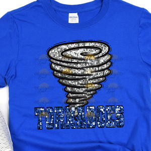 FAUX SEQUIN TORNADOES ROYAL SWEATSHIRT - YOUTH