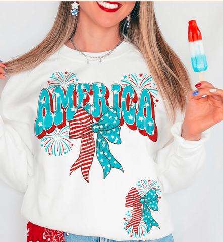 *PRE-ORDER - AMERICA Bow & Fireworks - YOU CHOOSE COLOR
