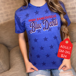 BLUE DEVILS STAR TEE - ADULT BLUE