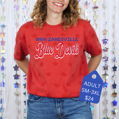 BLUE DEVILS STAR TEE - ADULT RED