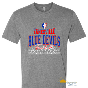 Pre-Order ADULT Blue Devils Field Logo - Gray T-shirt