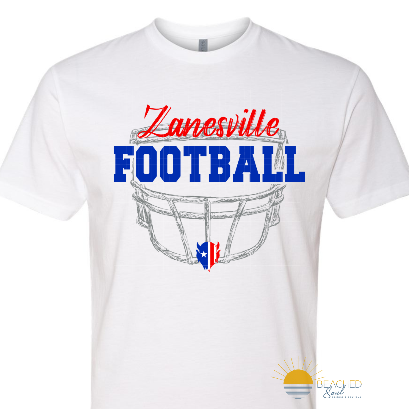 Pre-Order ADULT Blue Devils Football Helmet Logo - WHITE T-shirt