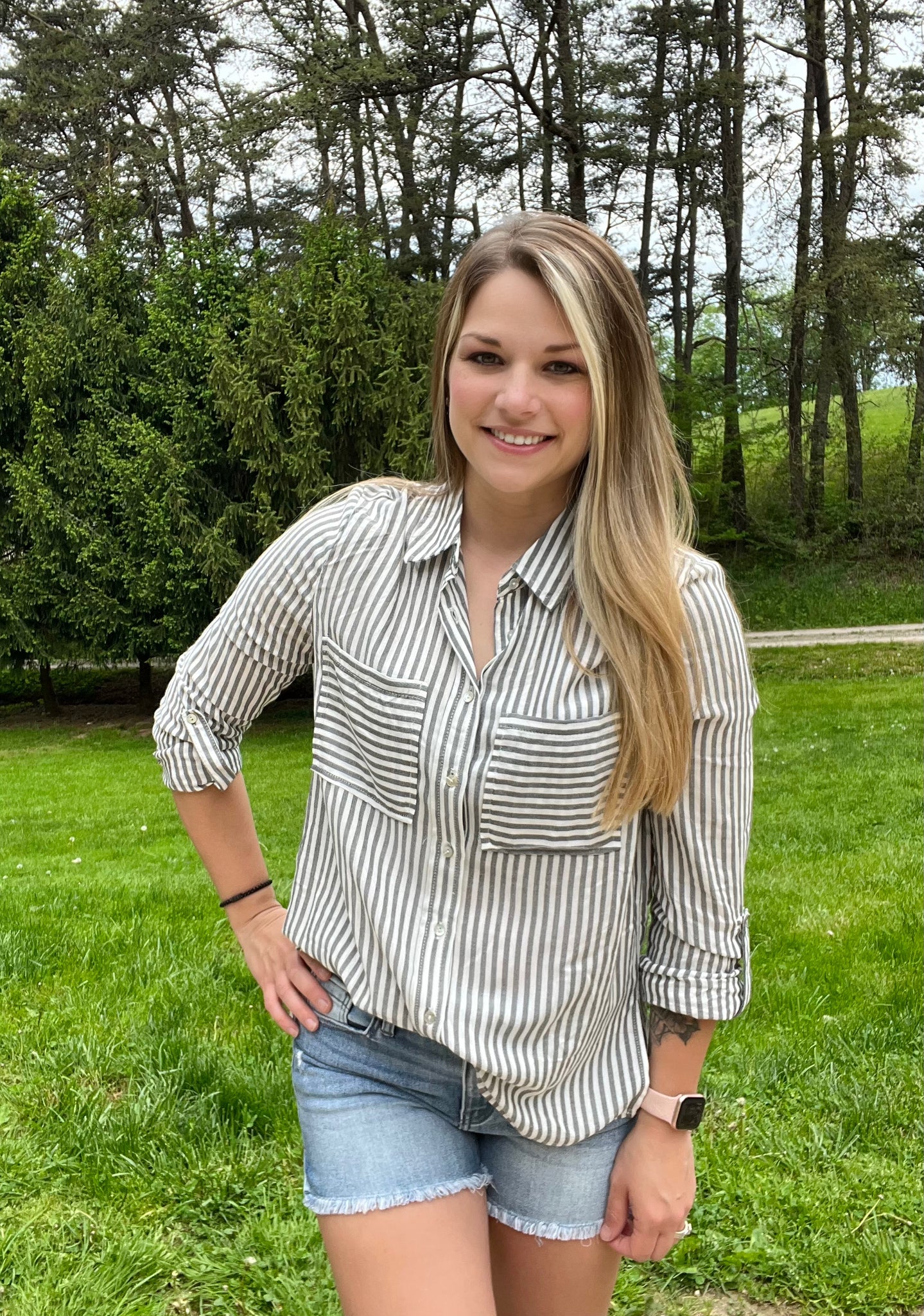 Striped Button Blouse