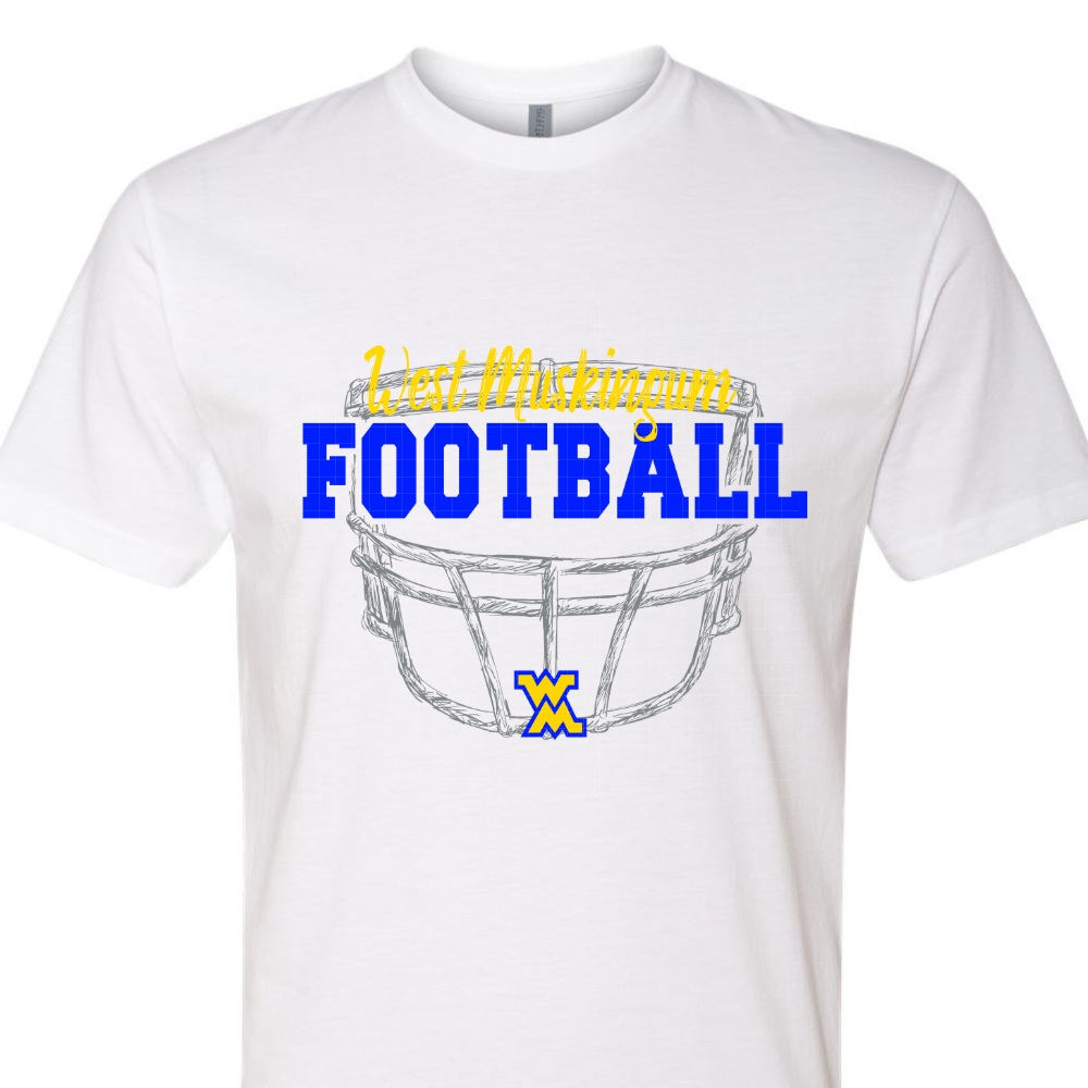 Pre-Order ADULT WM Football Helmet Logo - WHITE T-shirt