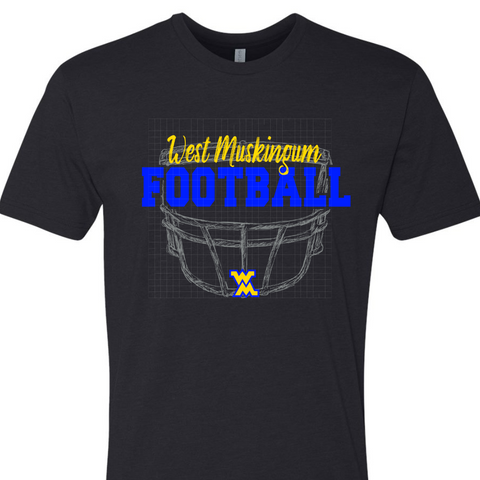 Pre-Order ADULT WM Football Helmet Logo - Black T-shirt