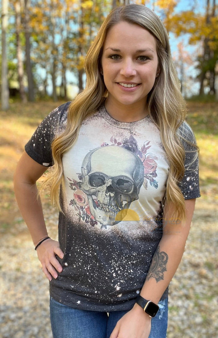 Floral Skull Bleached Tee