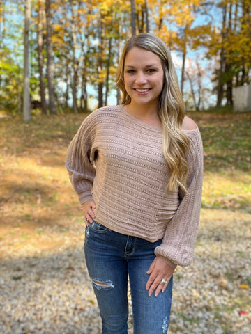 Mocha Cable Knit Sweater