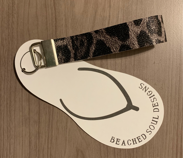 Black Leopard Wristlet Keychain