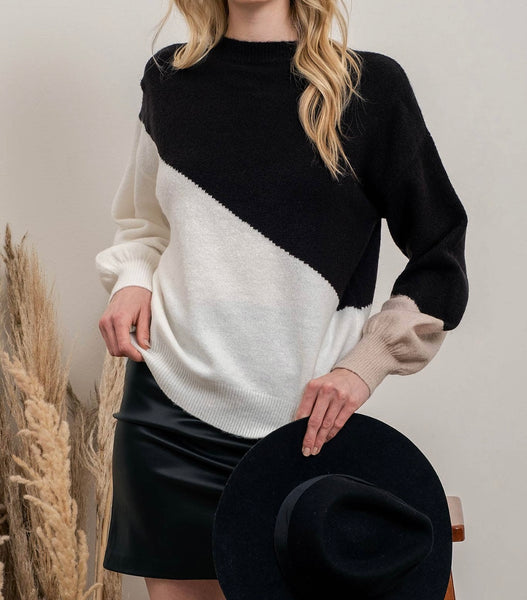 Asymmetrical Colorblock Sweater