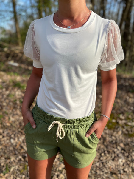 LIGHT OLIVE LINEN SHORT