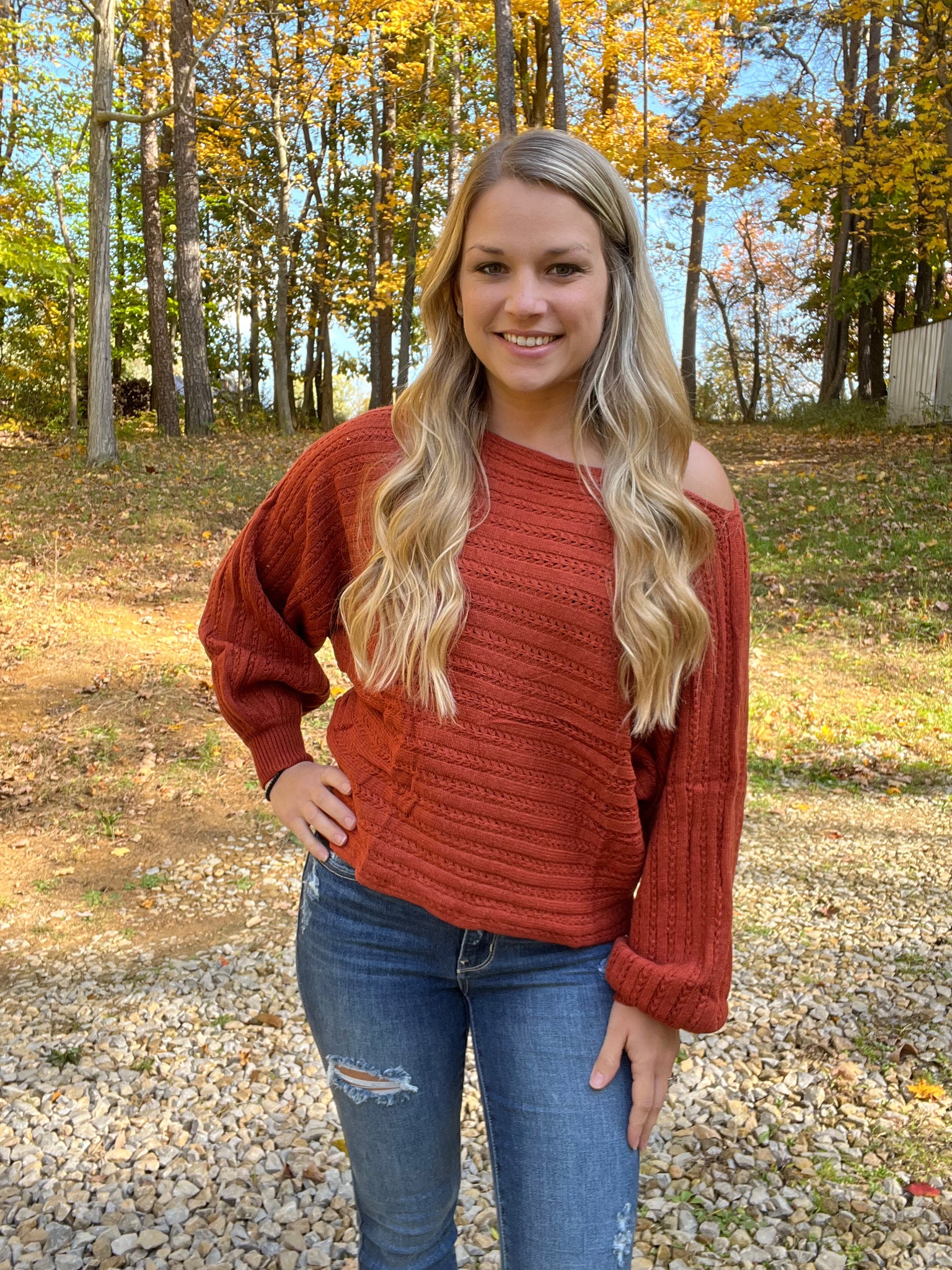 Rust Cable Knit Sweater