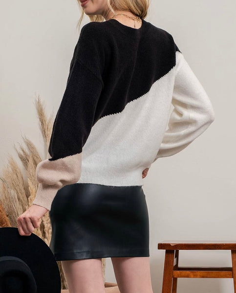 Asymmetrical Colorblock Sweater