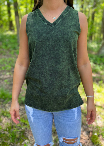 V-NECK TUNIC - ARMY GREEN