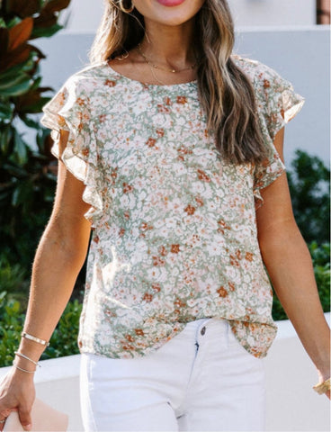 Floral Ruffle Sleeve