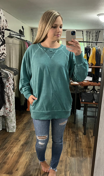 TEAL FRENCH TERRY PULLOVER